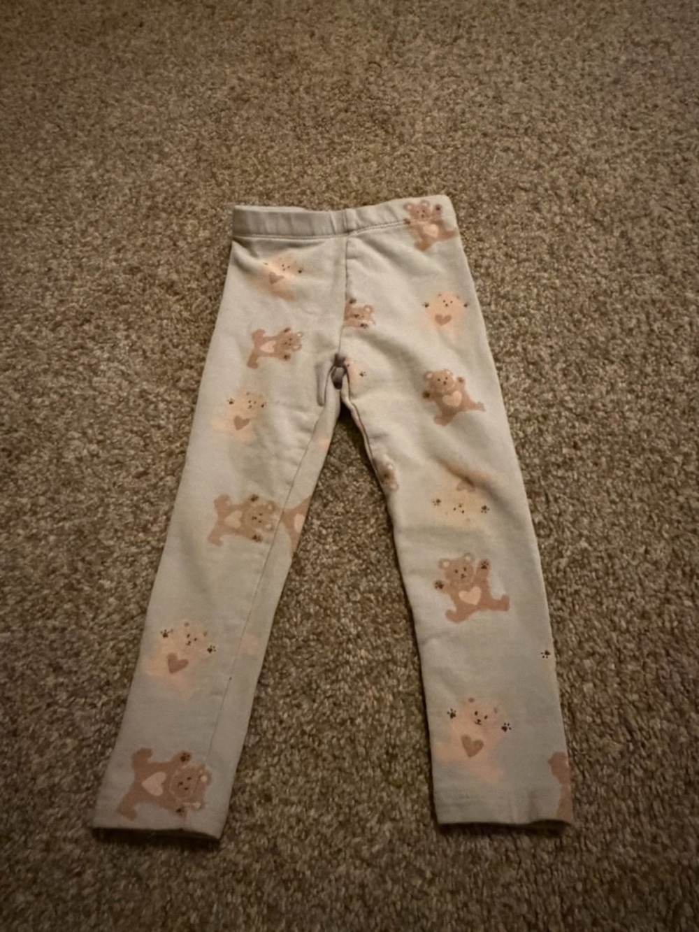 Zara Cream Leggings with Tan Bear Print